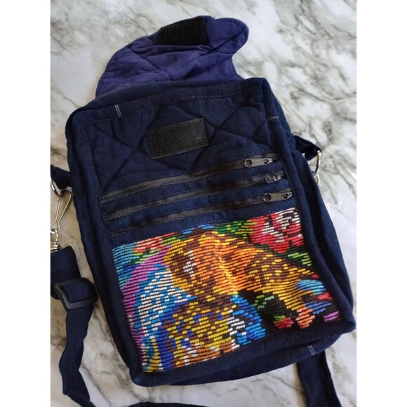 Handmade Crossbody Bag Zip 4 Pockets Quilted Embroidered - Picture 2 of 11